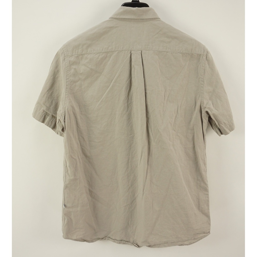 NN07 No Nationality Linen Blend Button Front Shirt Men's XL Beige Short Sleeve - Picture 2 of 11